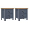 vidaXL Nattbord Hill 2 stk gr&aring; 46x35x49,5 cm heltre furu