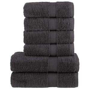 vidaXL Premium h&aring;ndklesett 6 deler SOLUND antrasitt 600 g/m2