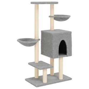 vidaXL Kattetre med klorestolper i sisal lysegr&aring; 117 cm