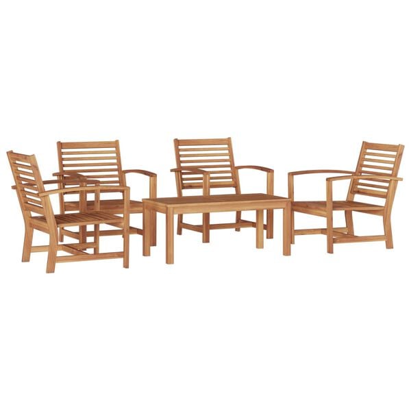 vidaXL Hagesofa Set 5 pcs Naturlig Massivt Teaktre