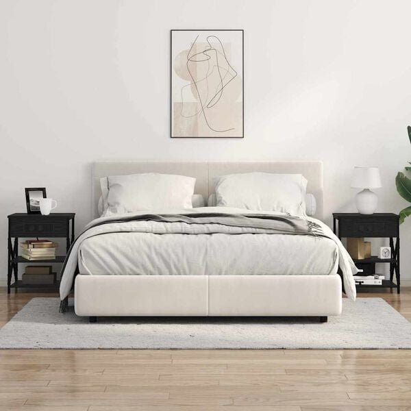 vidaXL Nattbordskap med hylle Svart Eik 41 x 31 x 51 cm Konstruert tre