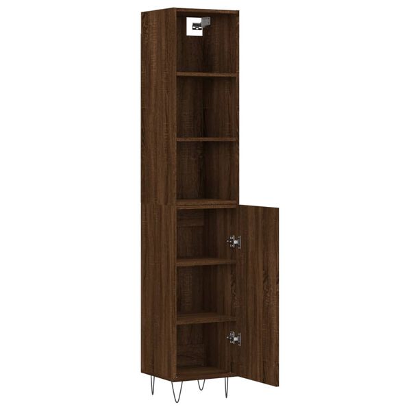 vidaXL Highboard brun eik 34,5x34x180 cm konstruert tre
