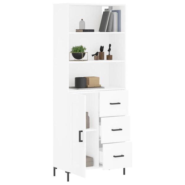 vidaXL Highboard hvit 69,5x34x180 cm konstruert tre