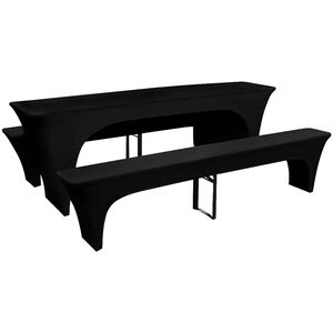 3 Overtrekk for &oslash;lbord og benker svart stretch 220 x 50 x 80 cm