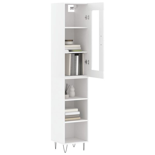 vidaXL Highboard hvit 34,5x34x180 cm konstruert tre