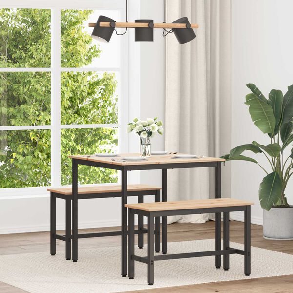 vidaXL Spisebord Naturlig 80 x 80 x 75 cm Massiv furu