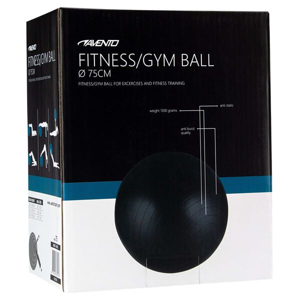 Avento Fitnessball diameter 75 cm svart
