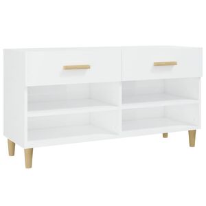 vidaXL Skoskap h&oslash;yglans hvit 102x35x55 cm konstruert tre
