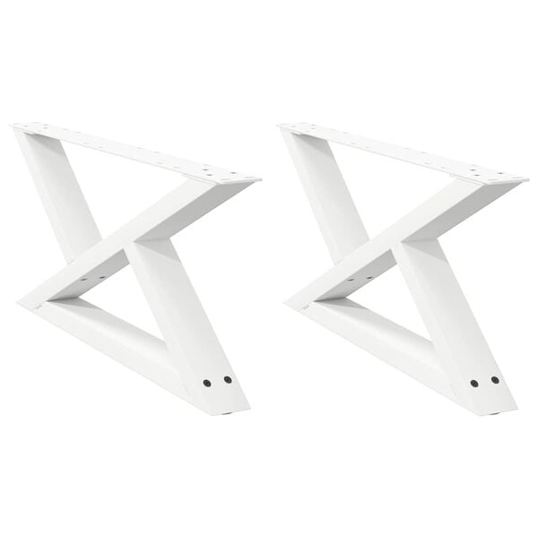 vidaXL Salongbordben 2 stk hvite 70 x (30-31,3) cm st&aring;l