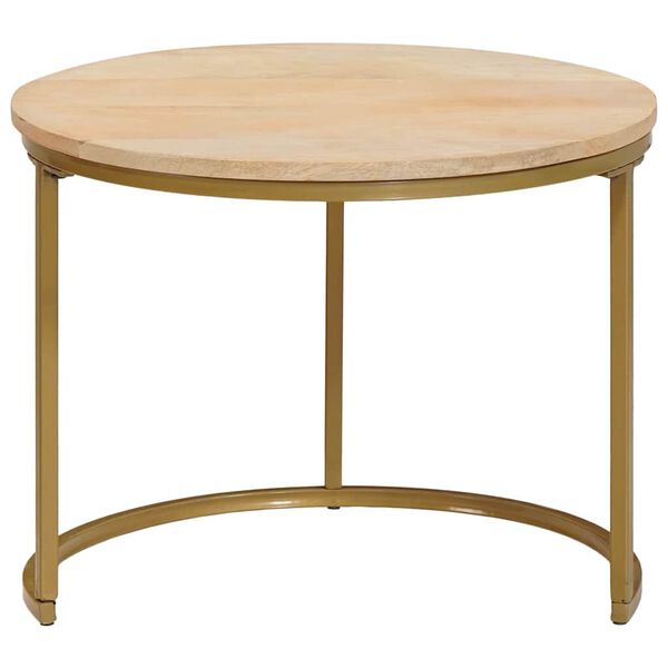 vidaXL Nestende Kaffebord 3 pcs Brun Massivt mangotre og st&aring;l