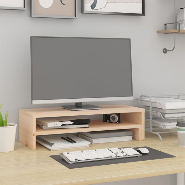 vidaXL Monitorstativ (52-101)x22x14 cm heltre furu