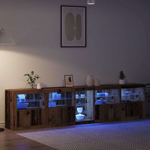 vidaXL LED sideboard Gammelt tre 283 x 37 x 67 cm Konstruert tre