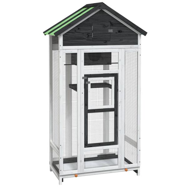 vidaXL Fuglehus grå 91,5x53x170 cm heltre furu