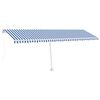 vidaXL Manuell markise med solcelle-LED 6 x 3 m Bl&aring; og hvit stripe