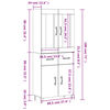 vidaXL Highboard sonoma eik 69,5x34x180 cm konstruert tre