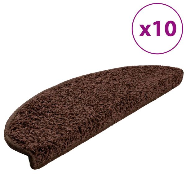 vidaXL Trappematter 10 stk 65x21x4 cm brune halvrund store