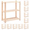 vidaXL Lagringshyller 3 etasjer 10stk 80x38x90cm heltre furu 150kg