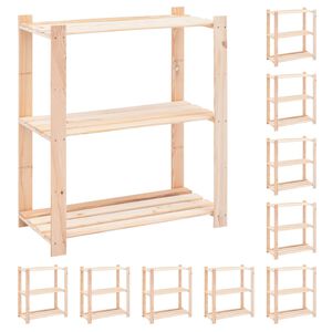 vidaXL Lagringshyller 3 etasjer 10stk 80x38x90cm heltre furu 150kg