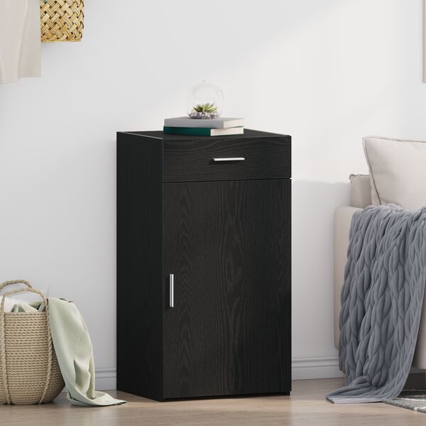 vidaXL Serviesskap med skuff Svart Eik 50 x 42,5 x 93 cm