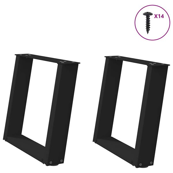 vidaXL Salongbordben U-formet 2 stk svart 50x(42-43) cm stål