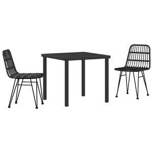 vidaXL Hage Spisegruppe 3 pcs Svart Pulverlakkert st&aring;l