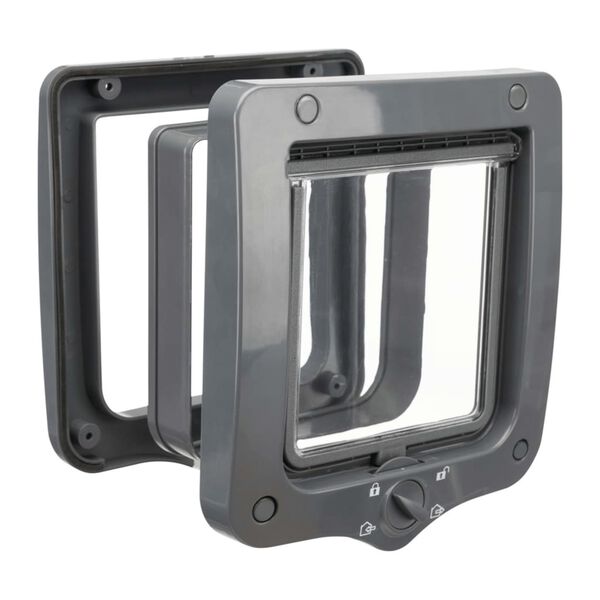 TRIXIE Kattedør 4-veis med 2 tunneler grå