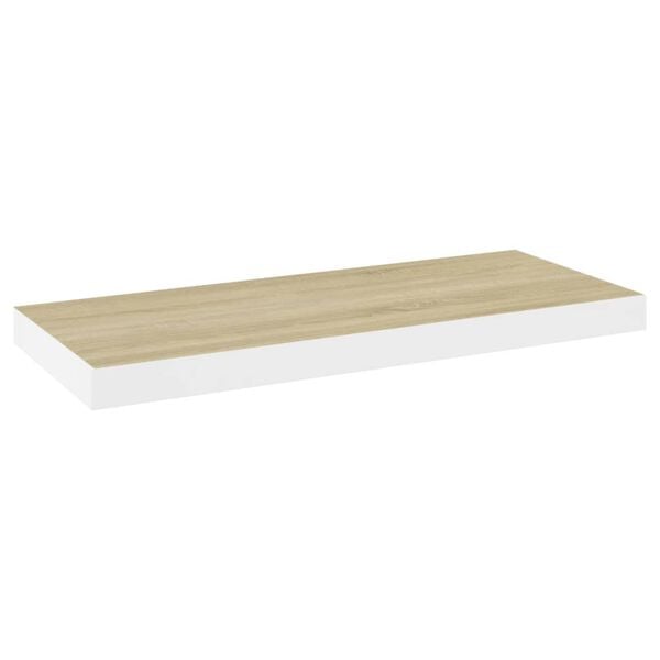 vidaXL Flytende vegghyller 4 stk eik og hvit 60x23,5x3,8 cm MDF