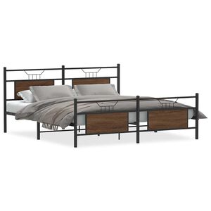 vidaXL Sengeramme i metall uten madrass brun eik 160x200 cm