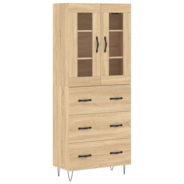 vidaXL Highboard sonoma eik 69,5x34x180 cm konstruert tre
