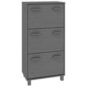 vidaXL Skoskap HAMAR m&oslash;rkegr&aring; 59,5x35x117 cm heltre furu