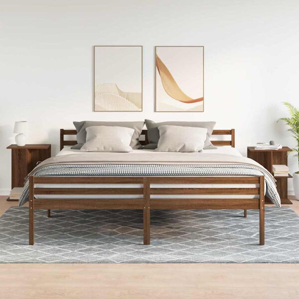 vidaXL Nattbord 2 stk brun eik 46,5x29x61 cm konstruert tre