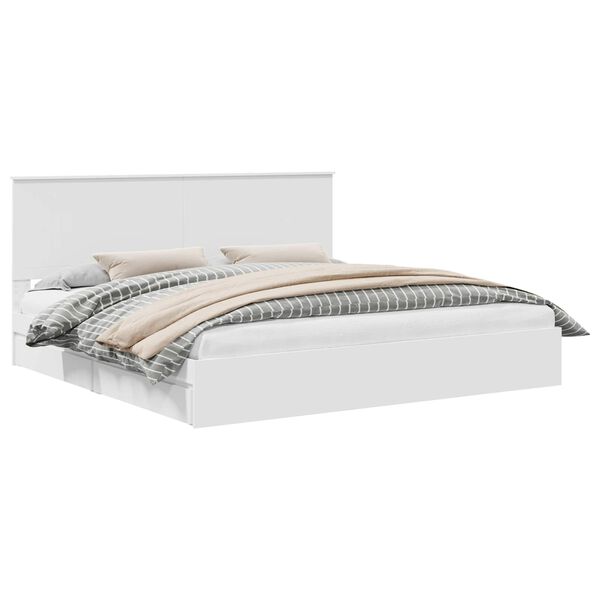 vidaXL Seng med Oppbevaring med skuff Hvit 200 x 200 cm Konstruert tre