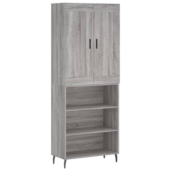 vidaXL Highboard gr&aring; sonoma 69,5x34x180 cm konstruert tre