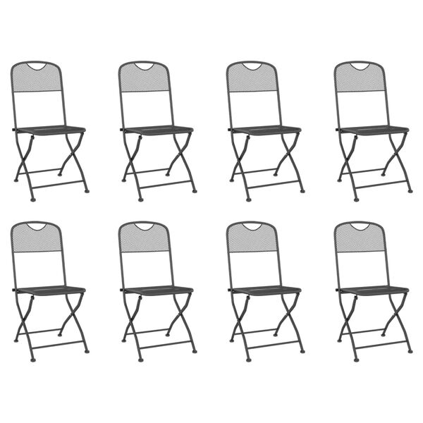 vidaXL Utendørs spisestue 9 deler antrasitt metallnetting