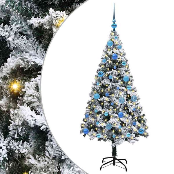 vidaXL Kunstig juletre med 150 LED Hvit 150 cm PVC og Stål og Plast