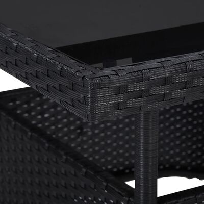 vidaXL Utendørs spisebord svart polyrotting og glass