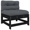 vidaXL Midtsofa med puter svart heltre furu
