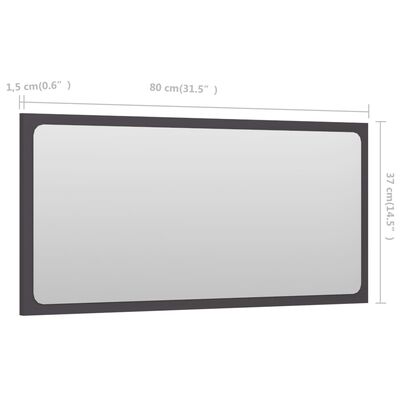 vidaXL Baderomsspeil grå 80x1,5x37 cm sponplate