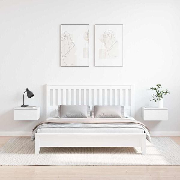 vidaXL Nattbord med skuff 2 pcs Hvit 37 x 35 x 18,5 cm Heltre furu