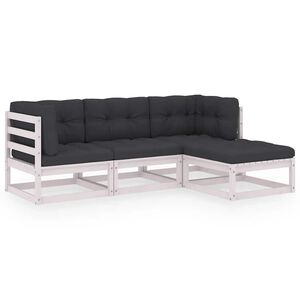 vidaXL Hagesofagruppe med puter 4 deler heltre furu