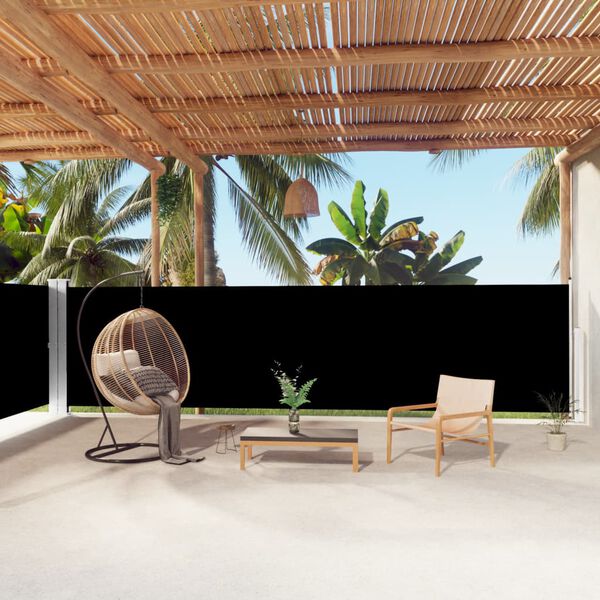 vidaXL Uttrekkbar sidemarkise 160x1000 cm svart