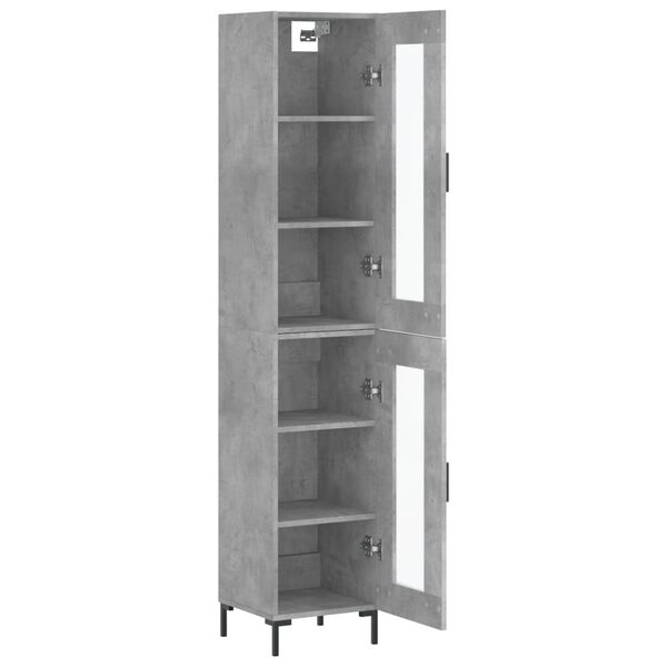 vidaXL Highboard betonggr&aring; 34,5x34x180 cm konstruert tre