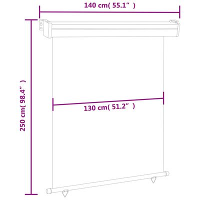 vidaXL Sidemarkise for balkong 140x250 cm grå