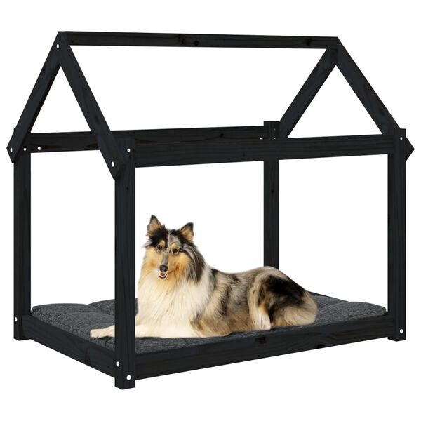 vidaXL Hundeseng svart 101x70x90cm heltre furu