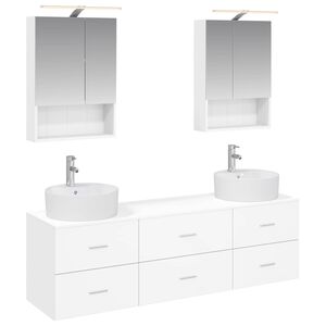vidaXL Baderomsinnredningssett 5 pcs Hvit Konstruert tre og glass