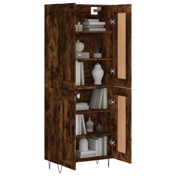 vidaXL Highboard r&oslash;kt eik 69,5x34x180 cm konstruert tre