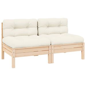 vidaXL Hagesofa 2-seters med kremhvite puter heltre furu