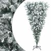 vidaXL Opp-ned kunstig juletre 150 cm PVC og st&aring;l Gr&oslash;nn og hvit