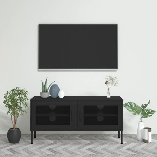 vidaXL TV-benk svart 105x35x50 cm st&aring;l