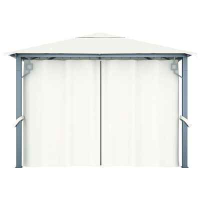 vidaXL Paviljong med gardin 300x300 cm kremhvit aluminium